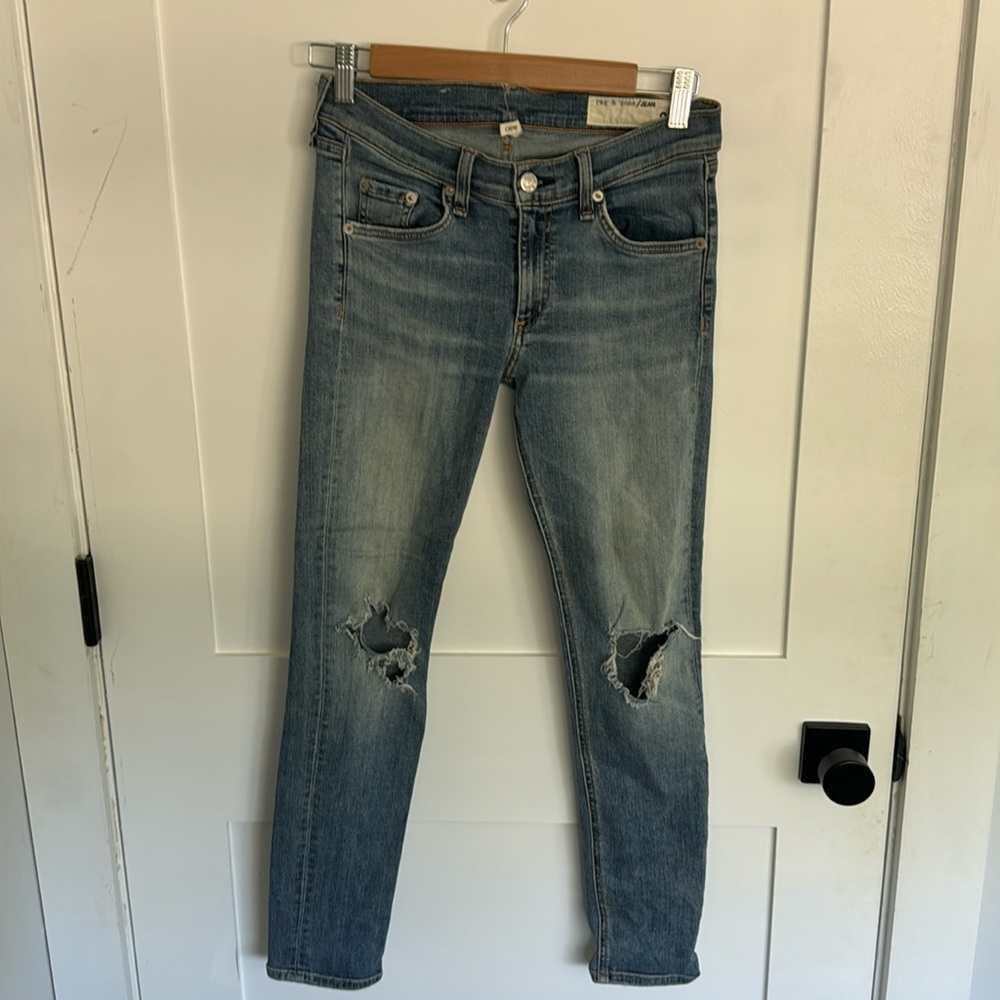 Women Rag & Bone distressed mid rise jean